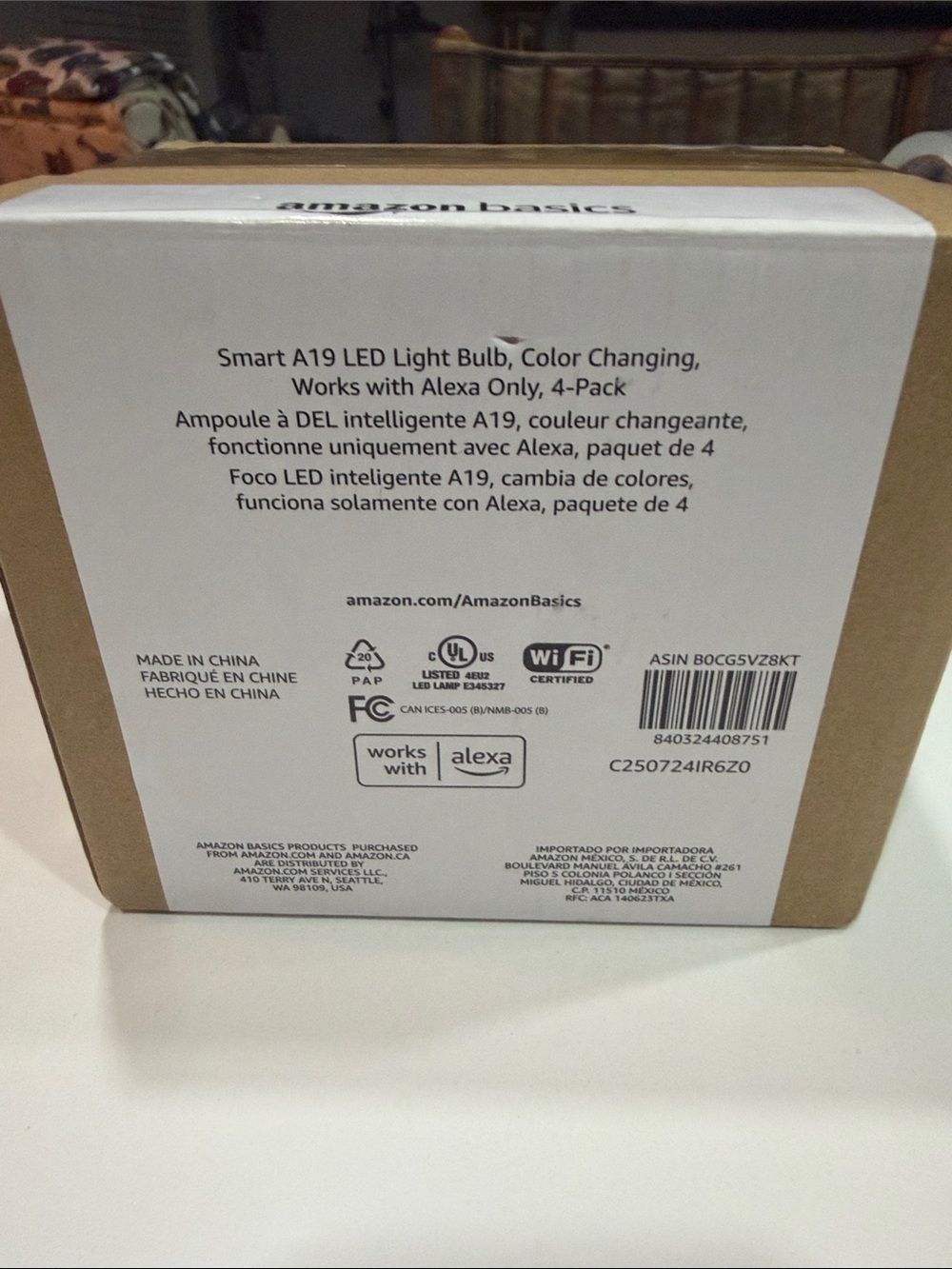 Amazon Basics Smart A19 LED Light Bulb 4-Pack